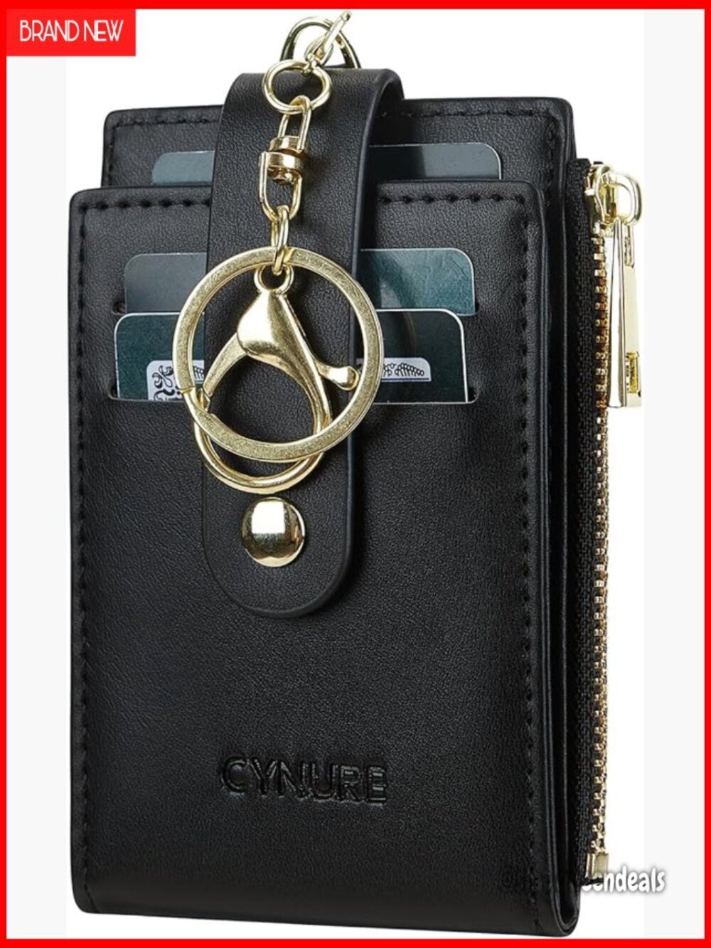 Slim RFID Blocking Wallet with Keychain 5 Card Slots Front Pocket